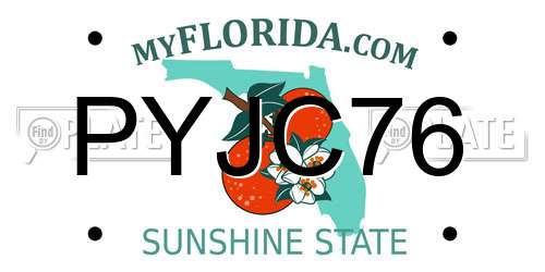 PYJC76 Florida License Plate