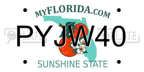 PYJW40 Florida License Plate