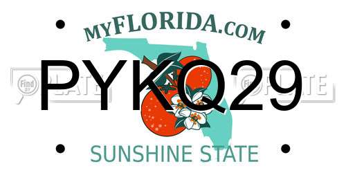 PYKQ29 Florida License Plate