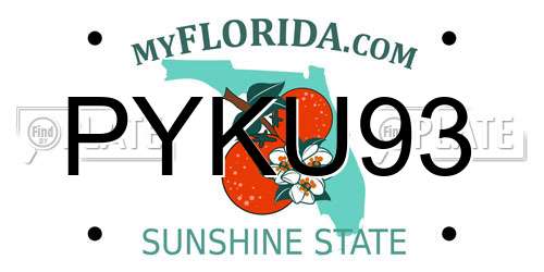 PYKU93 Florida License Plate