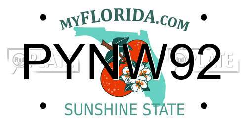 PYNW92 Florida License Plate