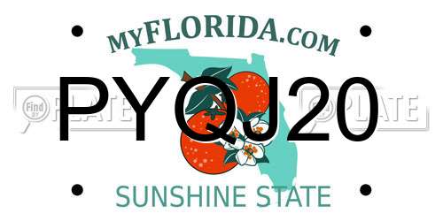 PYQJ20 Florida License Plate