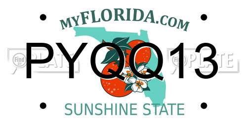 PYQQ13 Florida License Plate