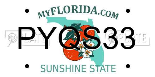 PYQS33 Florida License Plate