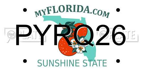 PYRQ26 Florida License Plate