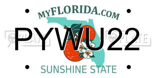 PYWU22 Florida License Plate