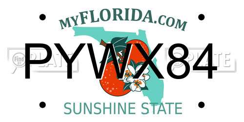 PYWX84 Florida License Plate