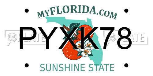 PYXK78 Florida License Plate