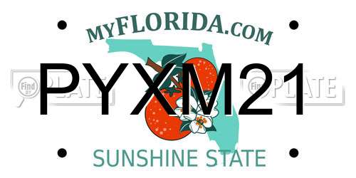 PYXM21 Florida License Plate