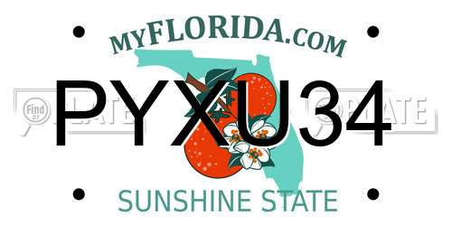 PYXU34 Florida License Plate