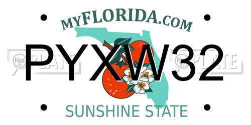 PYXW32 Florida License Plate