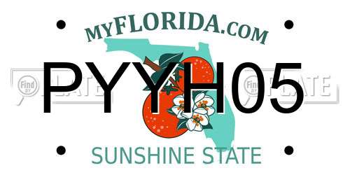 PYYH05 Florida License Plate