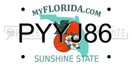 PYYJ86 Florida License Plate