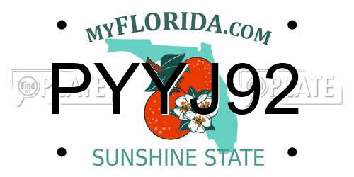 PYYJ92 Florida License Plate