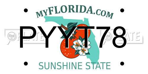 PYYT78 Florida License Plate