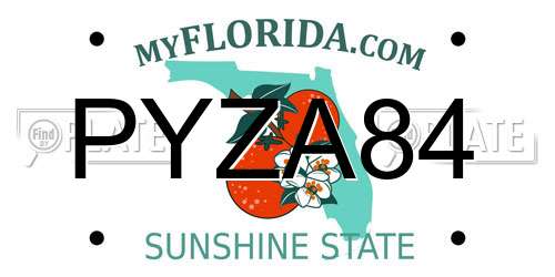 PYZA84 Florida License Plate