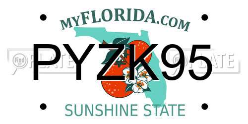 PYZK95 Florida License Plate