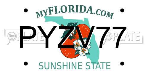 PYZV77 Florida License Plate