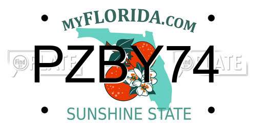PZBY74 Florida License Plate