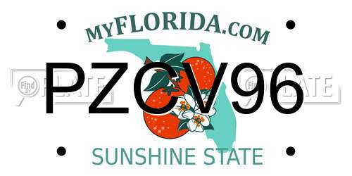 PZCV96 Florida License Plate