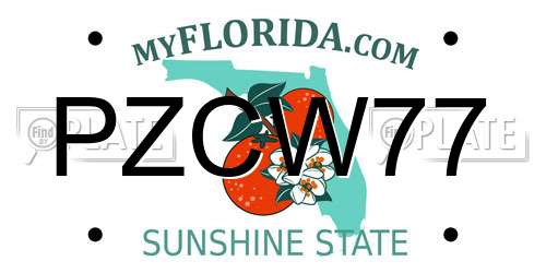 PZCW77 Florida License Plate