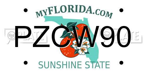 PZCW90 Florida License Plate