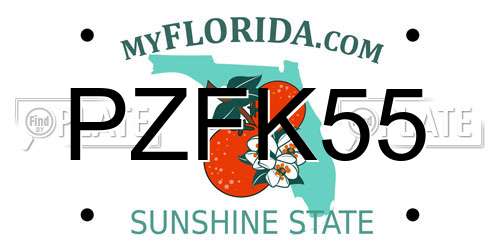 PZFK55 Florida License Plate