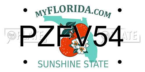 PZFV54 Florida License Plate