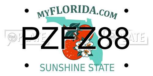 PZFZ88 Florida License Plate