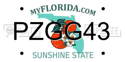 PZGG43 Florida License Plate