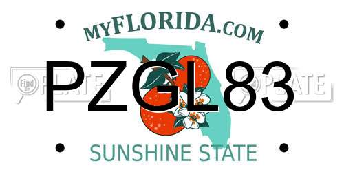 PZGL83 Florida License Plate