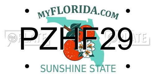 PZHF29 Florida License Plate