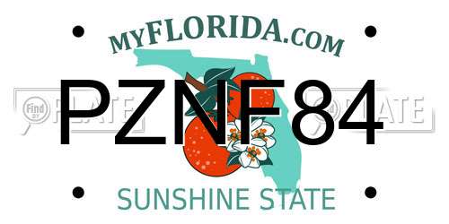 PZNF84 Florida License Plate