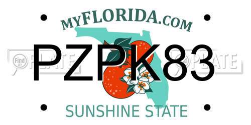 PZPK83 Florida License Plate