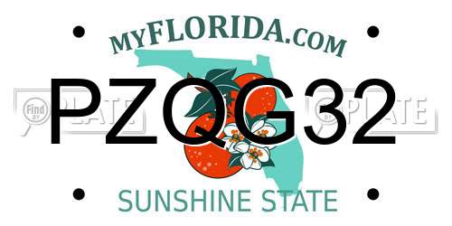 PZQG32 Florida License Plate