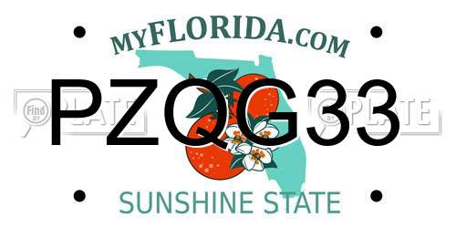PZQG33 Florida License Plate