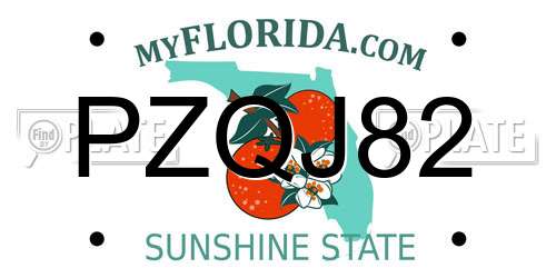 PZQJ82 Florida License Plate