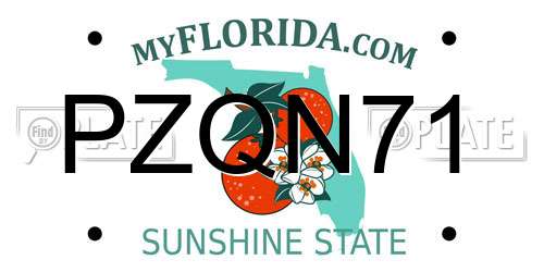 PZQN71 Florida License Plate