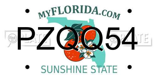 PZQQ54 Florida License Plate