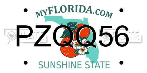 PZQQ56 Florida License Plate