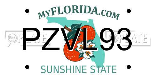 PZVL93 Florida License Plate