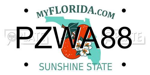 PZWA88 Florida License Plate