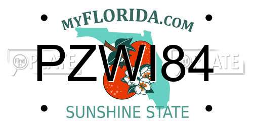 PZWI84 Florida License Plate