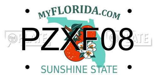 PZXF08 Florida License Plate