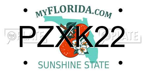 PZXK22 Florida License Plate