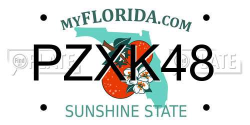 PZXK48 Florida License Plate