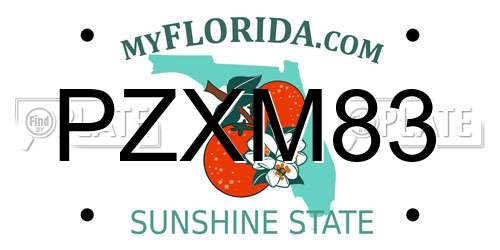 PZXM83 Florida License Plate