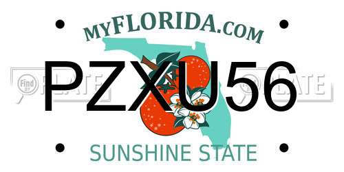 PZXU56 Florida License Plate