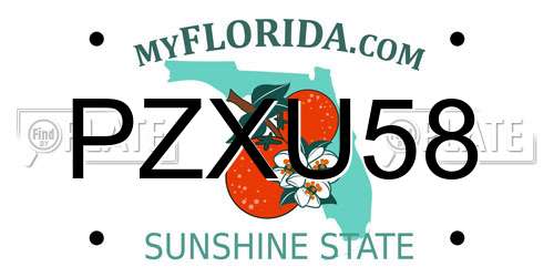 PZXU58 Florida License Plate