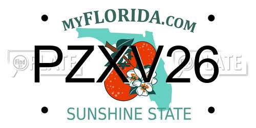 PZXV26 Florida License Plate